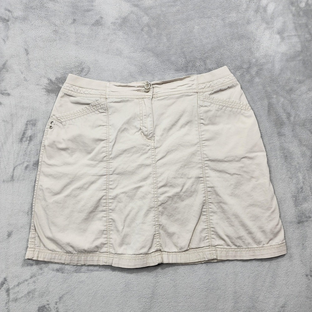Vintage Karen Scott Skort Womens 12 Beige Twill Short Pockets Stretch Preppy